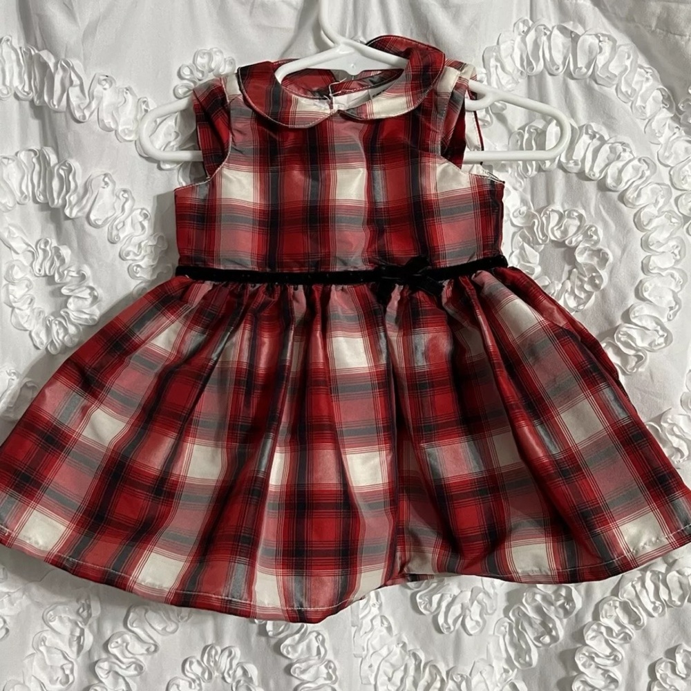 Carters Girls Red/Black/White Plaid Holiday Dress Size 6 Mths